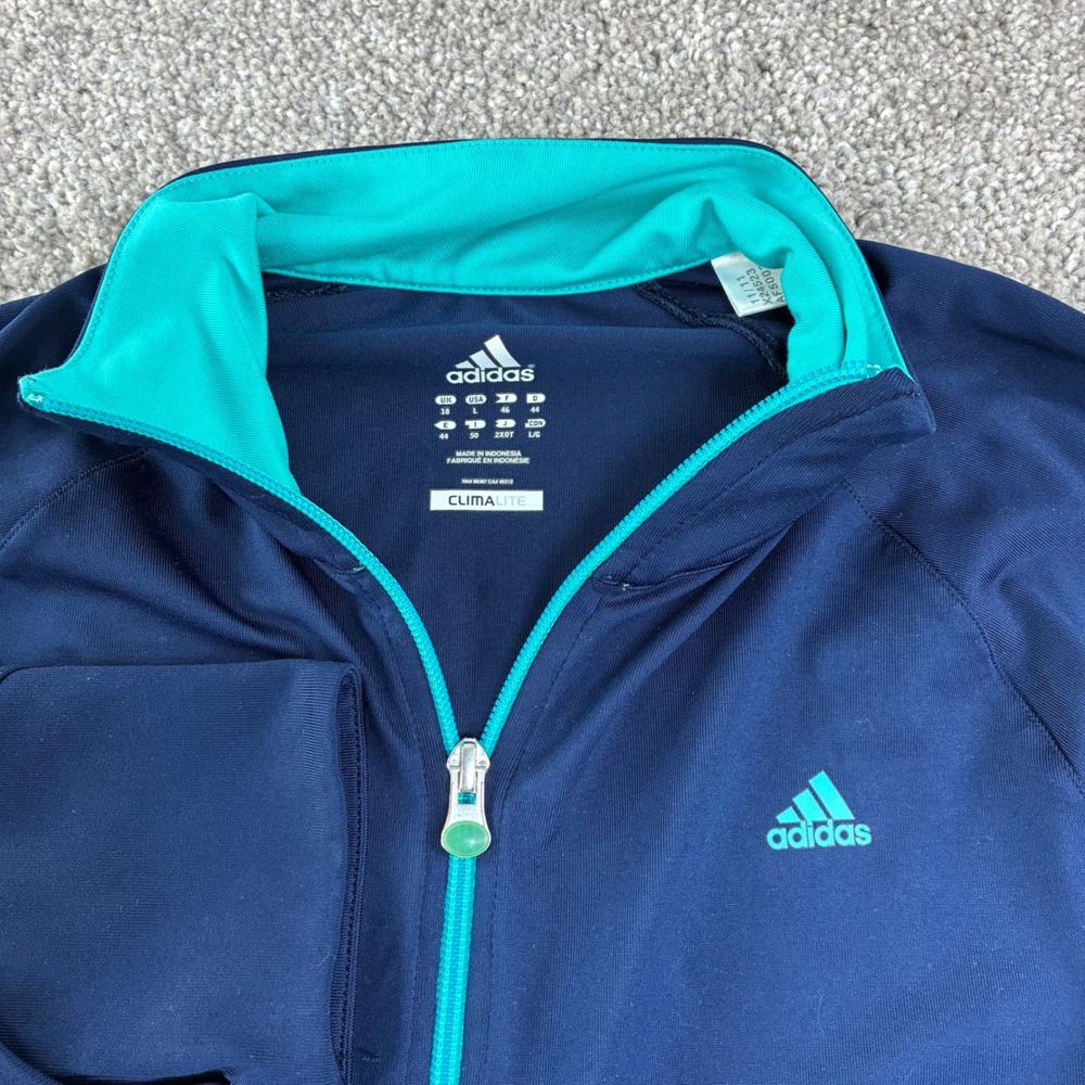 Adidas Climalite Track Jacket‎ Women L Navy Blue Full Zip Athleisure Corpcore